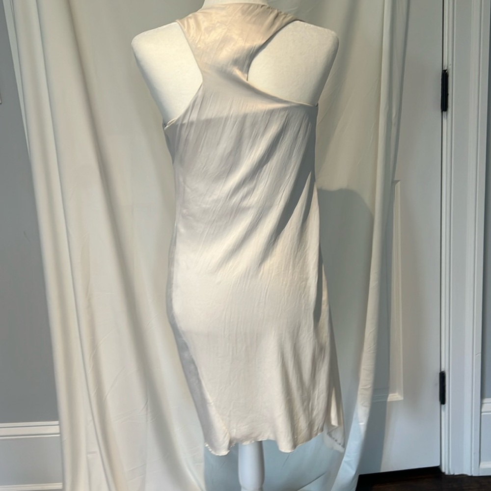 Helmet lang silk asymmetrical dress